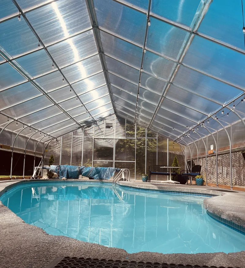 West pool - warm water backyard setting