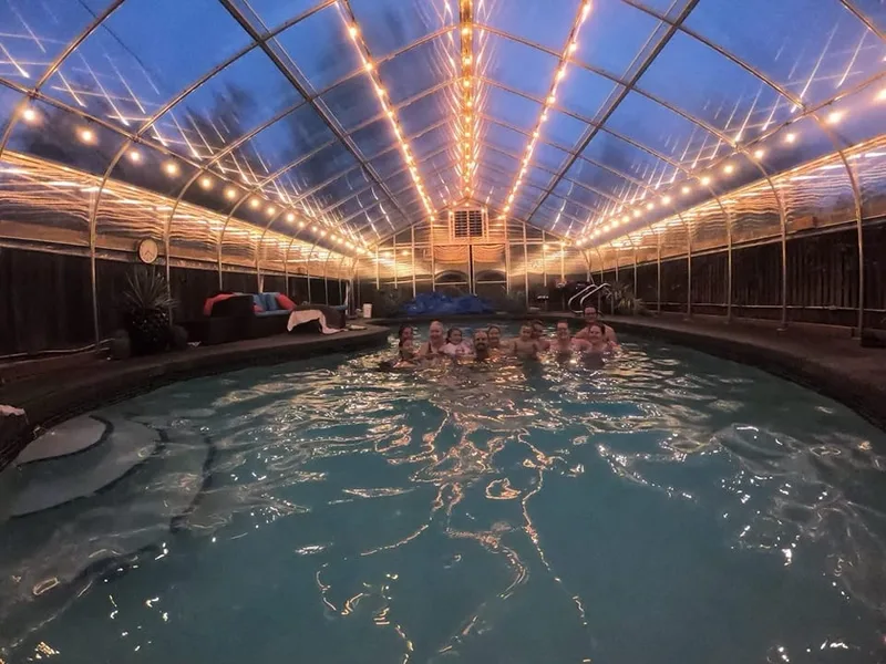 East pool at night - available for private rental